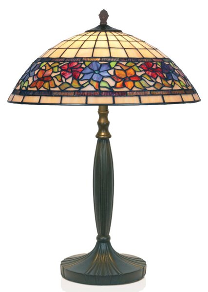 Artistar Lampă de masă Flora în stil Tiffany, deschisă partea jos, 62cm, Multicolor, Camera de zi / sufragerie, Piatră, Tiffany