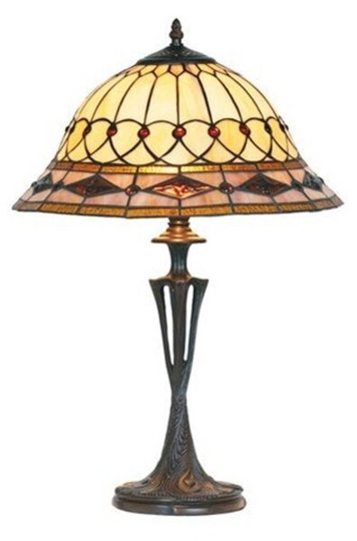 Artistar Kassandra lampă de masă stil Tiffany, H59 cm, Maro / Rugină, Camera de zi / sufragerie, Plastic, Tiffany