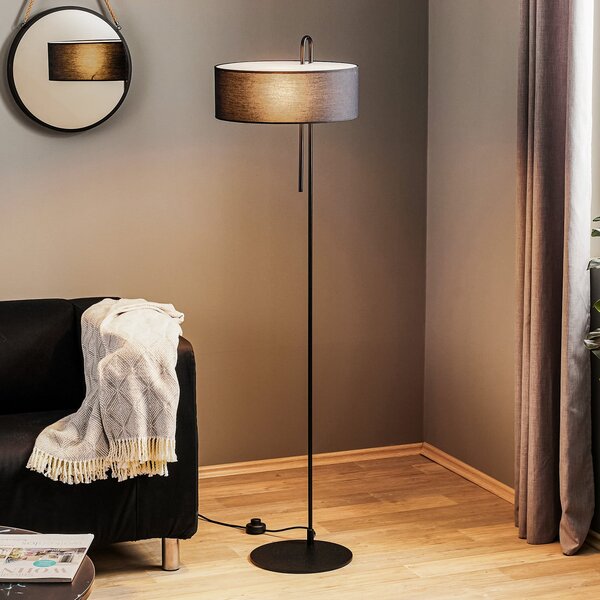 ACB ILUMINACIÓN Lampă de podea din material textil Clip, negru, înălțime 150 cm, Negru, Camera de zi / sufragerie, Țesătură / Textil, Modern