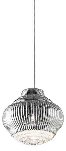 AILATI Bonnie lampă suspendată 130 cm argintiu metalic, reglabil, Metalic, Camera de zi / sufragerie, Sticlă, Modern