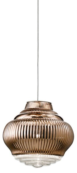 AILATI Bonnie lampă suspendată 130 cm bronz metalic, reglabil, Bronz / Alamă Veche, Camera de zi / sufragerie, Sticlă, Modern