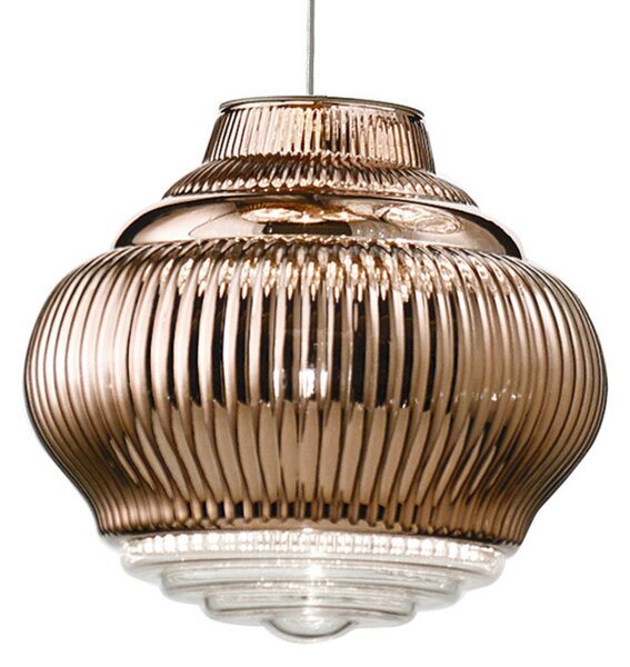 AILATI Bonnie lampă suspendată 130 cm bronz metalic, reglabil, Bronz / Alamă Veche, Camera de zi / sufragerie, Sticlă, Modern