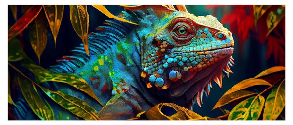 Tablou - Iguana colorată (120x50 cm)