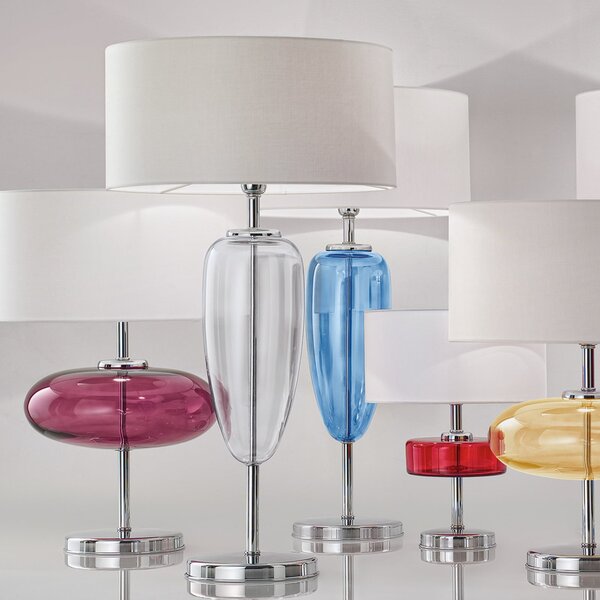 AILATI Lampă de masă Show Elisse 62 cm element sticlă roz, Alb, Camera de zi / sufragerie, Sticlă, Modern