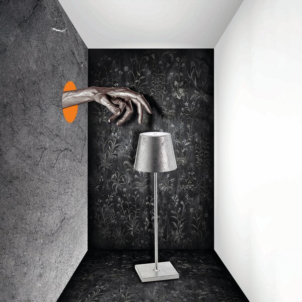 Zafferano Poldina LED lampă de masă baterie decor argint, reglabil, Gri, Camera de zi / sufragerie, Metal, Modern