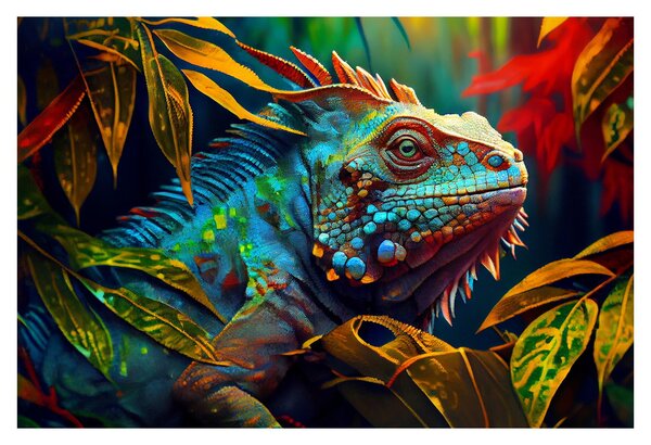 Tablou - Iguana colorată (90x60 cm)