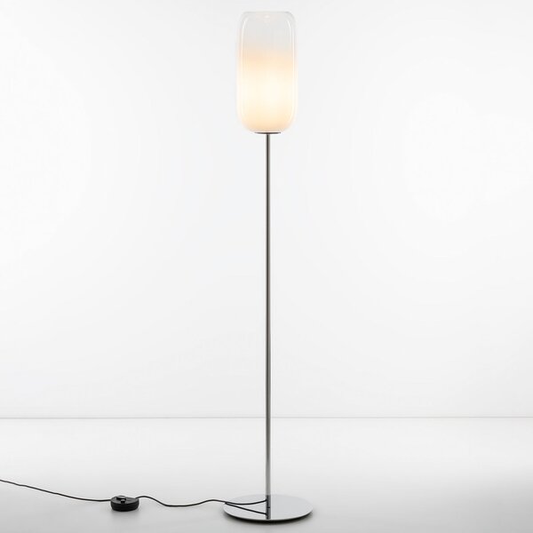 Artemide Gople lampadar alb/argintiu, reglabil, Alb, Camera de zi / sufragerie, Sticlă, Design