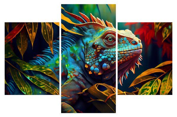 Tablou - Iguana colorată (90x60 cm)