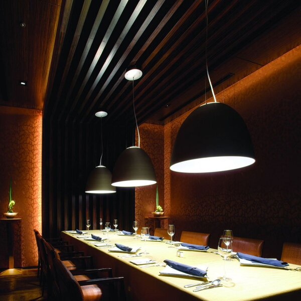 Artemide Nur Mini lampă suspendată LED, antracit, reglabil, Negru, Camera de zi / sufragerie, Metal, Design