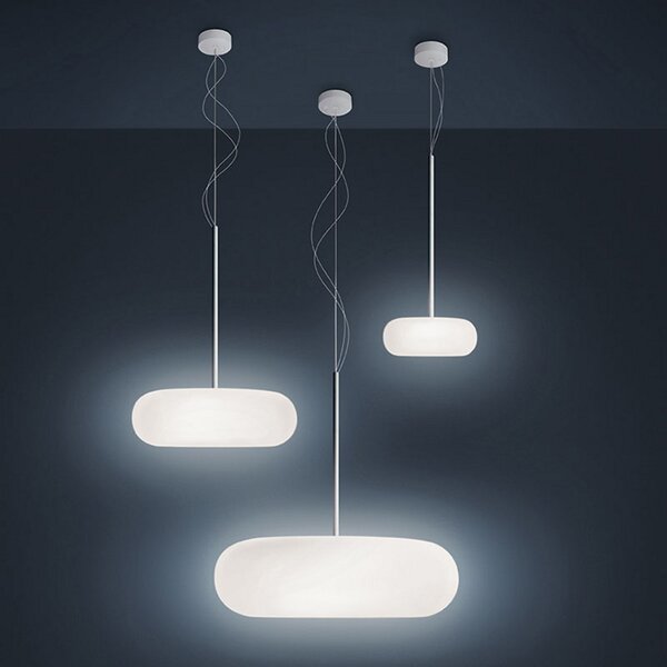 Artemide Lampă suspendată Itka Ø 50 cm, reglabil, Alb, Camera de zi / sufragerie, Sticlă, Modern