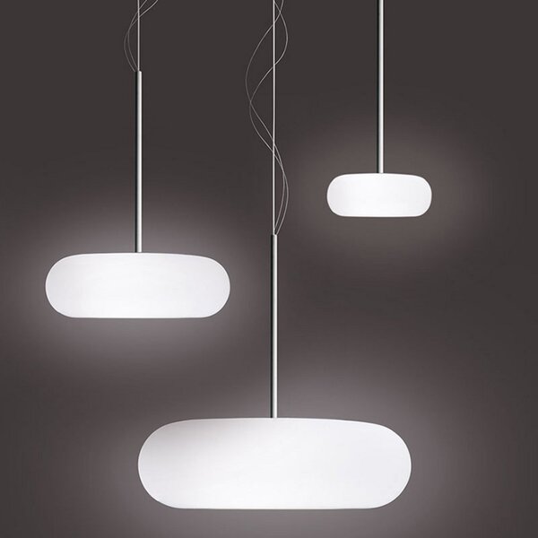 Artemide Lampă suspendată Itka Ø 50 cm, reglabil, Alb, Camera de zi / sufragerie, Sticlă, Modern