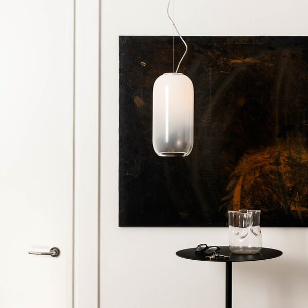 Lustră Pendul Artemide, Gople Mini, reglabil, Alb, Camera de zi, Sticlă, Design