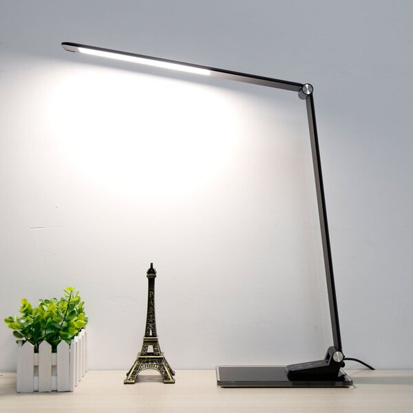 Aluminor Lampă de birou Starglass LED cu bază sticlă, reglabil, Negru, Studiu / Birou, Metal, Modern