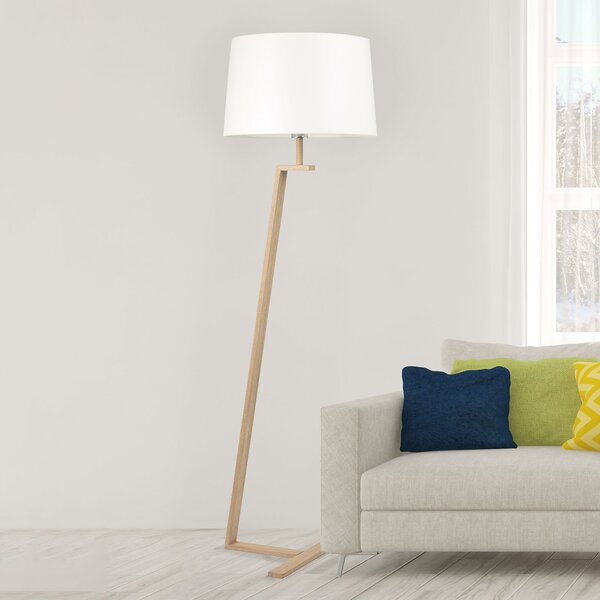 Aluminor Memphis LS lampadar cu abajur textil, alb, Lemn, Camera de zi / sufragerie, Lemn, Scandinavă