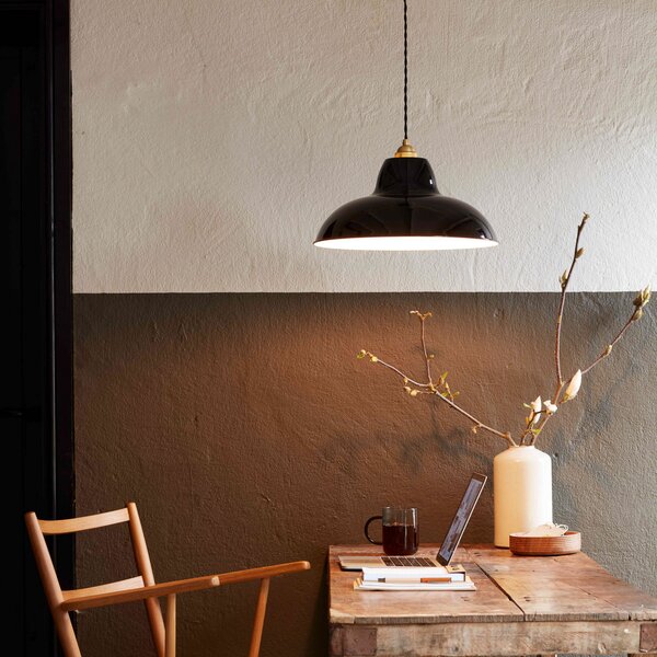 Anglepoise Lampă suspendată Original 1227 Brass Midi Wide, negru, reglabil, Negru, Camera de zi / sufragerie, Metal, Design