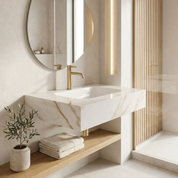 Lavoar suspendat REA Aresa Grey Gold 70