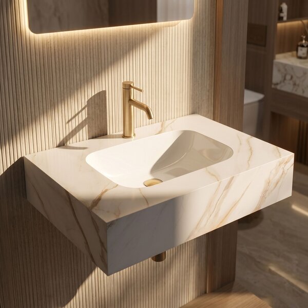 Lavoar suspendat REA Aresa Grey Gold 70