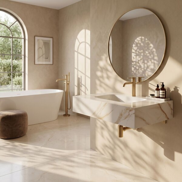 Lavoar suspendat REA Aresa Grey Gold 70