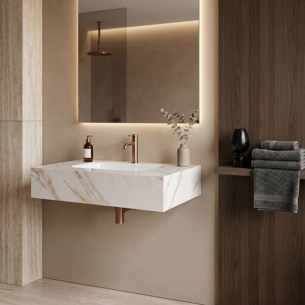 Lavoar suspendat REA Aresa Grey Gold 70