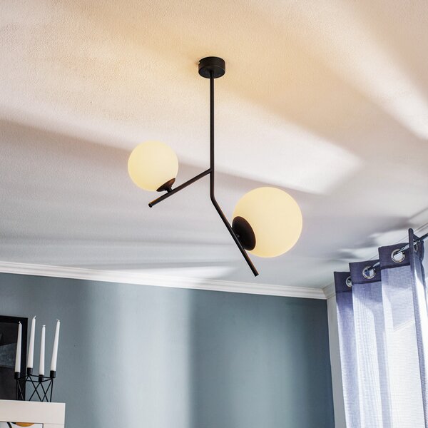 ALDEX Lampă suspendată Dione, 2 becuri, negru, reglabil, Negru, Camera de zi / sufragerie, Metal, Modern