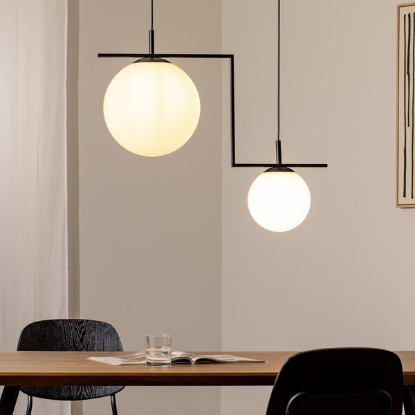 ALDEX Lampă suspendată Zac, 2 becuri, negru, reglabil, Negru, Camera de zi / sufragerie, Metal, Modern