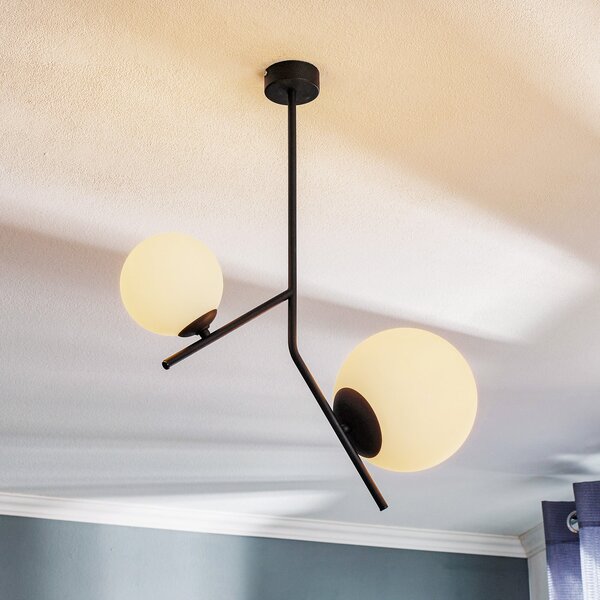 ALDEX Lampă suspendată Dione, 2 becuri, negru, reglabil, Negru, Camera de zi / sufragerie, Metal, Modern