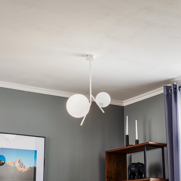 ALDEX Lampă suspendată Dione, 2 becuri, alb, reglabil, Alb, Camera de zi / sufragerie, Metal, Modern