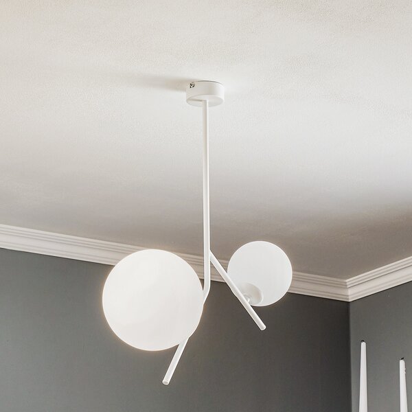 ALDEX Lampă suspendată Dione, 2 becuri, alb, reglabil, Alb, Camera de zi / sufragerie, Metal, Modern