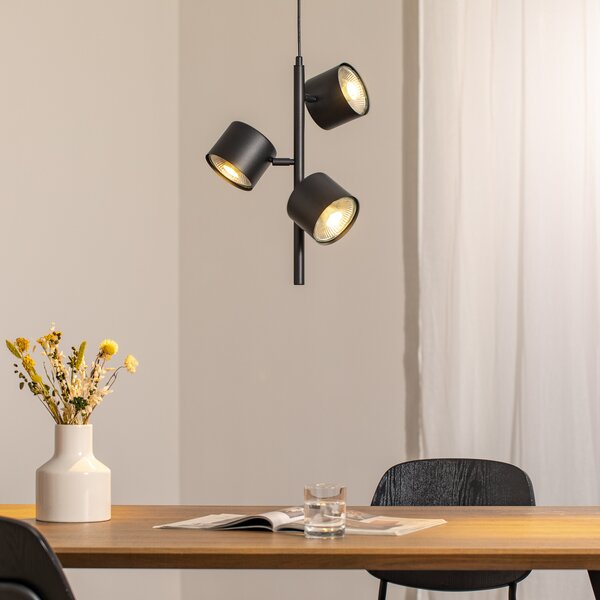 ALDEX Lampă suspendată 1047E, 3 becuri, negru, reglabil, Negru, Camera de zi / sufragerie, Metal, Modern
