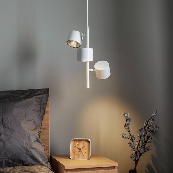 ALDEX Lampă suspendată 1046E, 3 becuri, alb, reglabil, Alb, Camera de zi / sufragerie, Metal, Scandinavă