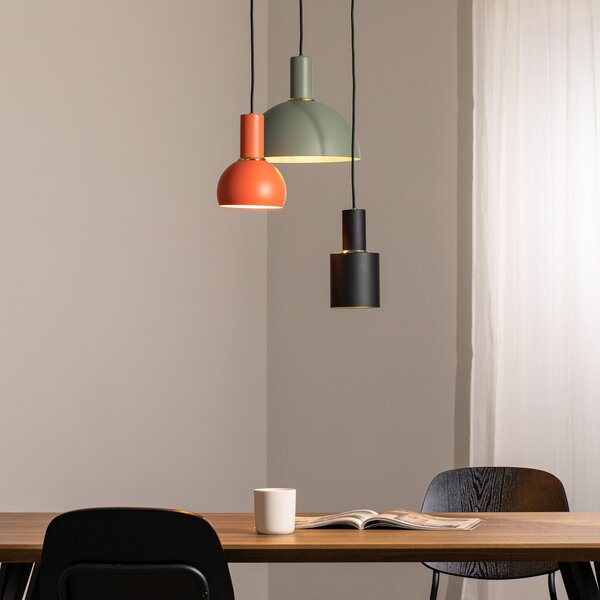 Argon Lampă suspendată Selma, 3 becuri, verde/roșu/negru, reglabil, Multicolor, Camera de zi / sufragerie, Metal, Modern