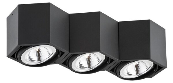 Euluna Plafonieră Elvas orientabilă cu 3 becuri negru, reglabil, Negru, Camera de zi / sufragerie, Metal, Modern, Plafon cu flacără multiplă