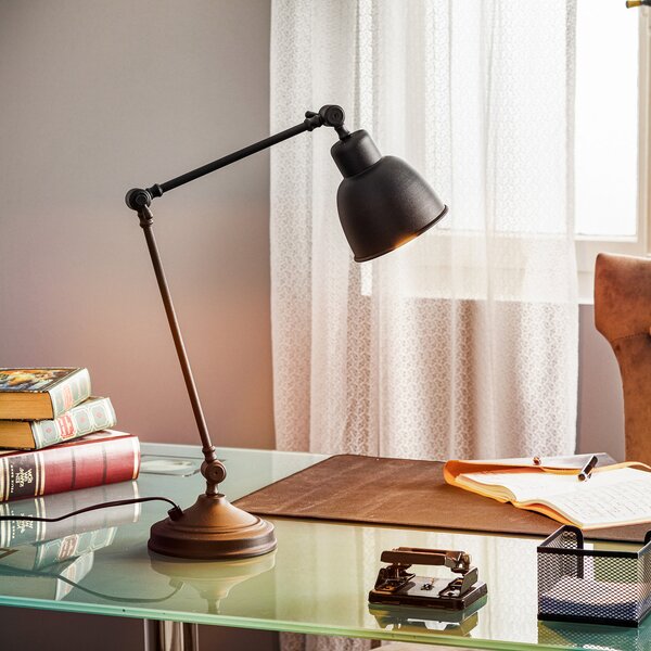 Euluna Lampa de masă Emoti, negru, 45 cm înălțime, reglabilă, Negru, Camera de zi / sufragerie, Metal, Design industrial