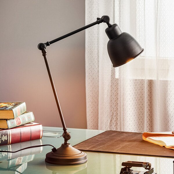 Euluna Lampa de masă Emoti, negru, 45 cm înălțime, reglabilă, Negru, Camera de zi / sufragerie, Metal, Design industrial