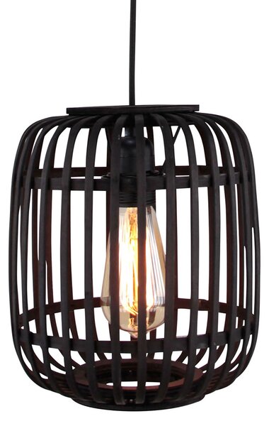 Brilliant Woodrow lampă suspendată abajur bambus tip cușcă, reglabil, Lemn, Camera de zi / sufragerie, Bamboo, Casă de țară / Rustic