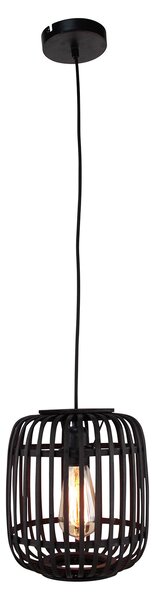 Brilliant Woodrow lampă suspendată abajur bambus tip cușcă, reglabil, Lemn, Camera de zi / sufragerie, Bamboo, Casă de țară / Rustic