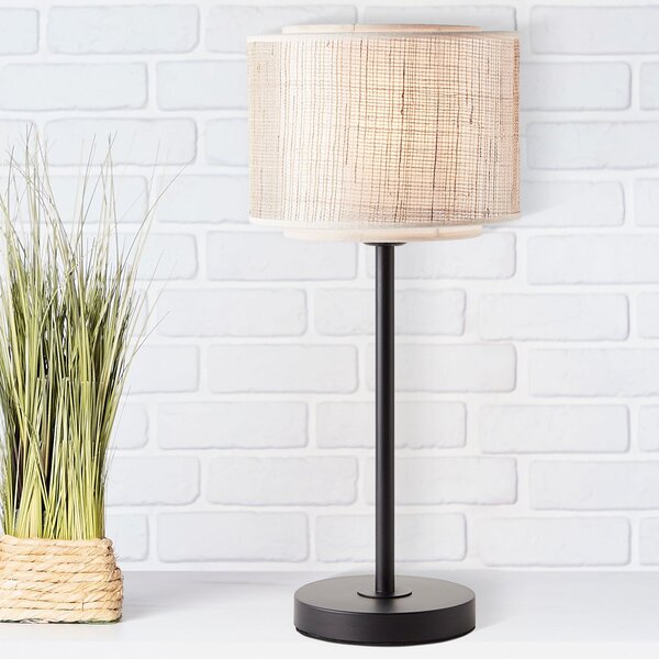 Brilliant Odar lampă de masă cu bambus, Negru, Camera de zi / sufragerie, Metal