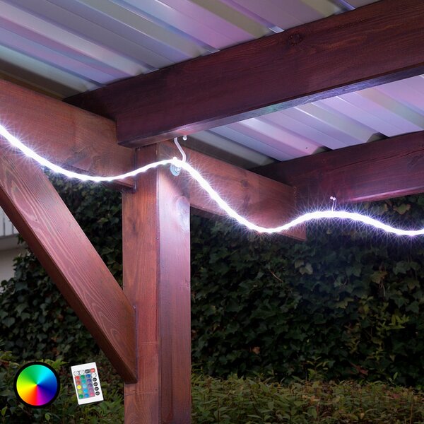 Briloner Bandă LED RGB Ora pentru exterior, inclusiv FB, 500 cm, reglabil, Alb, Plastic, Modern