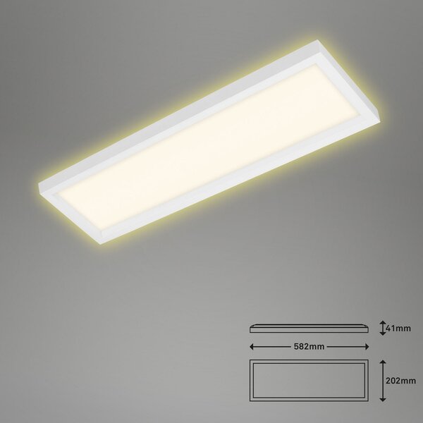 Briloner 7365 plafonieră LED, 58 x 20 cm, albă, Alb, Camera de zi / sufragerie, Plastic, Modern