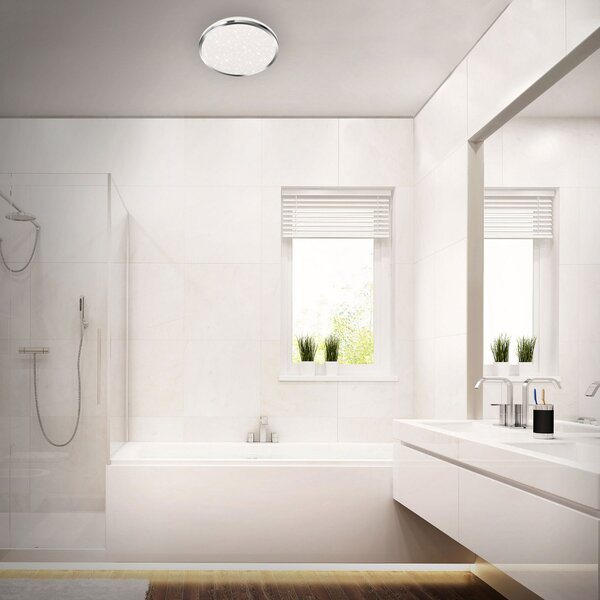 Briloner Plafonieră cu LED Acorus, IP44, decor stea, Ø 28 cm, Baie, Plastic, Modern