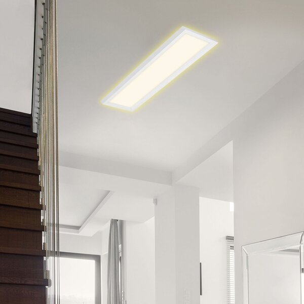 Briloner 7365 plafonieră LED, 58 x 20 cm, albă, Alb, Camera de zi / sufragerie, Plastic, Modern