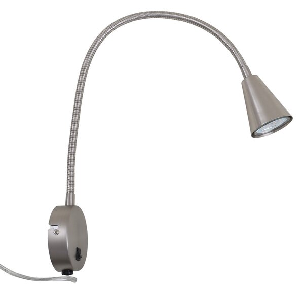 Briloner Aplică de perete LED Tusa, nichel, metal, 45 cm, braț flexibil, Gri, dormitor, Metal, Modern