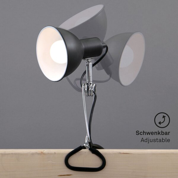 Briloner Lampă cu clemă fixă, abajur metalic, negru, Negru, Camera de zi / sufragerie, Metal, Modern