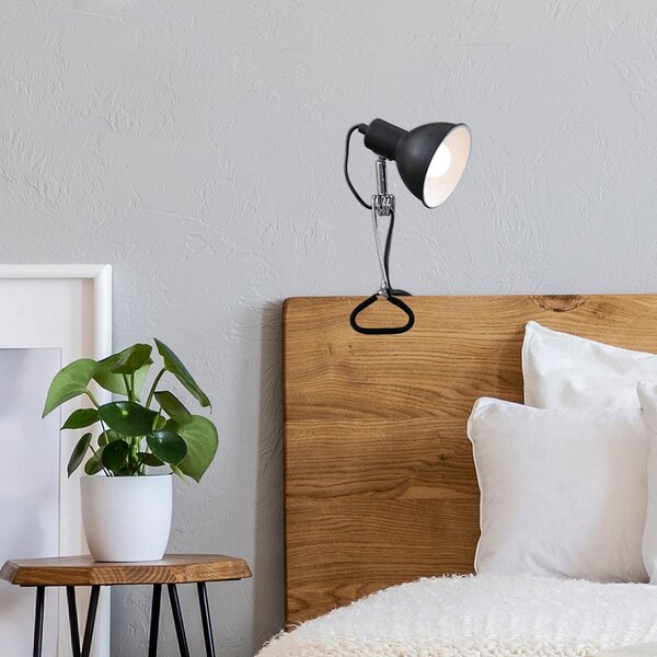 Briloner Lampă cu clemă fixă, abajur metalic, negru, Negru, Camera de zi / sufragerie, Metal, Modern