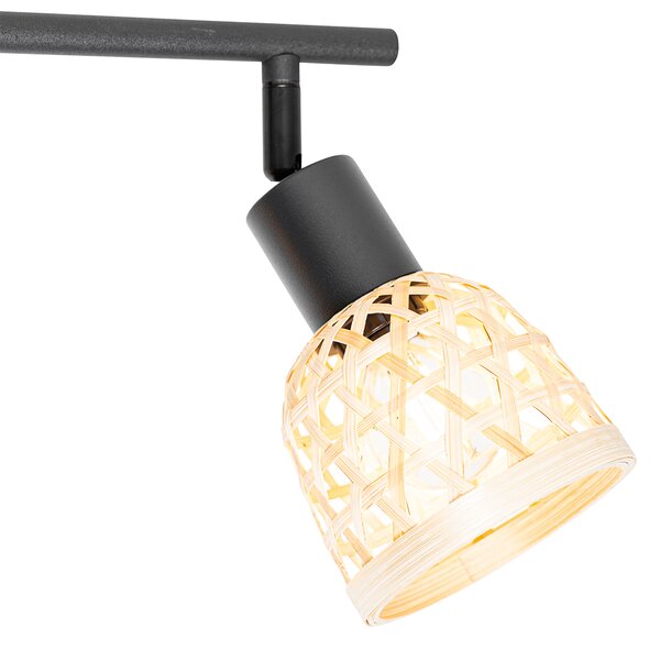 Spotlight oriental negru cu bambus 3 lumini - Rayan