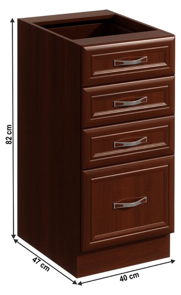 KONDELA Dulap inferior D40S4 cu 4 sertare, nuc Milano, SICILIA