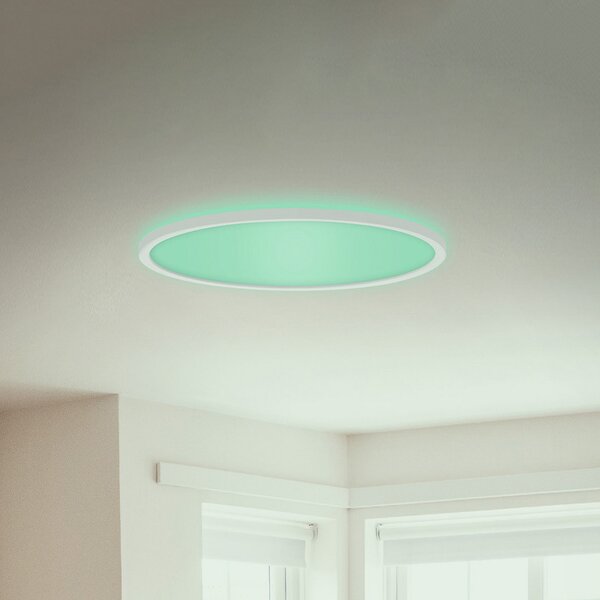 Briloner Panou LED Slim rotund efect RGBW Ø42cm alb, reglabil, Alb, Camera de zi / sufragerie, Plastic, Modern