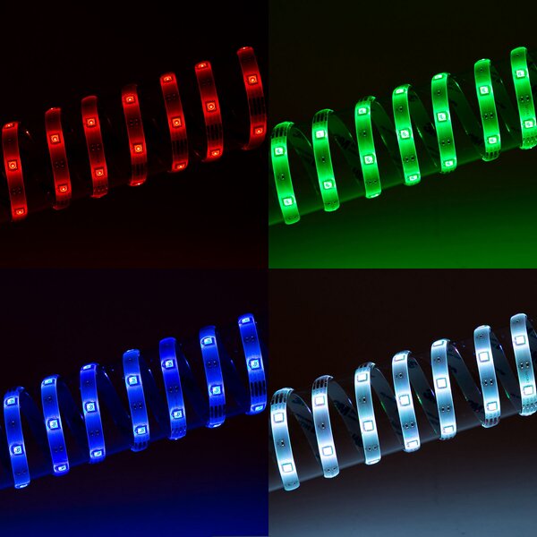 Briloner Bandă LED RGB WiFi, 500 cm, cu telecomandă, reglabil, Alb, Camera de zi / sufragerie, Plastic