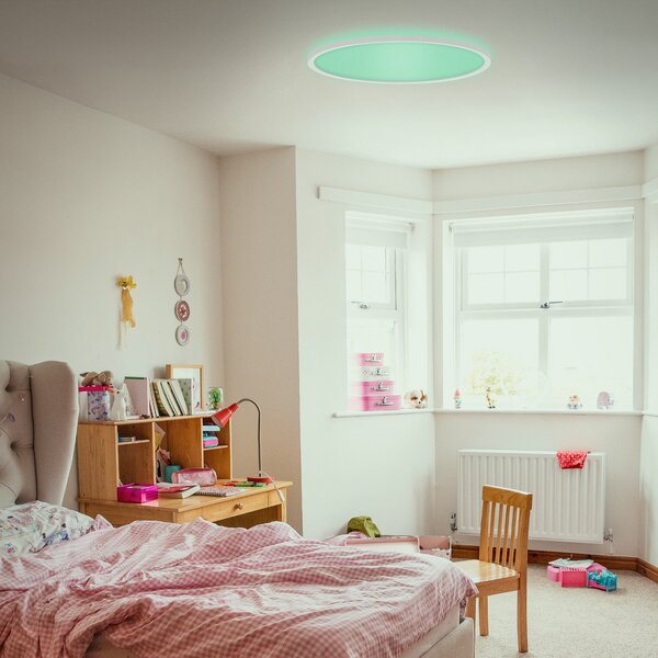 Briloner Panou LED Slim rotund efect RGBW Ø42cm alb, reglabil, Alb, Camera de zi / sufragerie, Plastic, Modern