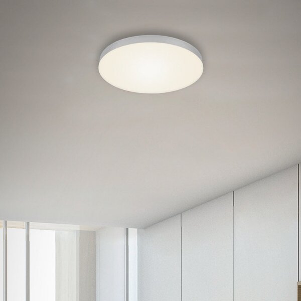 Briloner Plafonieră cu LED Flame, Ø 28,7 cm, argintiu, Gri, Camera de zi / sufragerie, Metal, Modern